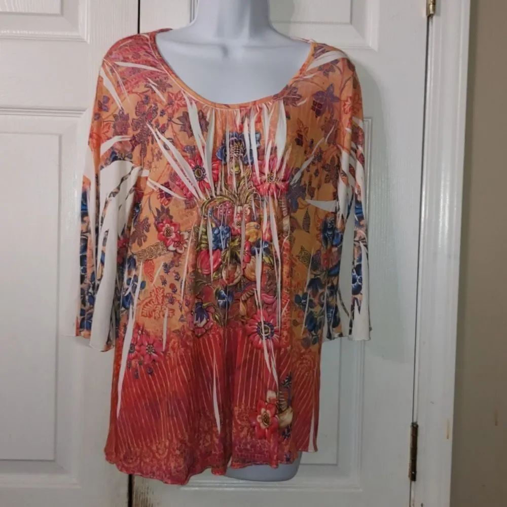 Simply Irresistible  3/4 length sleeve casual night out multi color shirt Sz XL